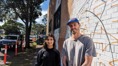 Artist Calum Hotham with Shahd Qaisanieh, who will be featured in the Wallsend mural. Picture supplied