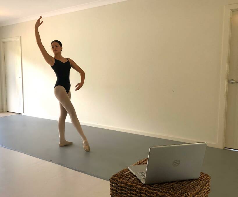 Still dancing: Lilliana Eneliko taking a lesson at home through the National College of Dance.