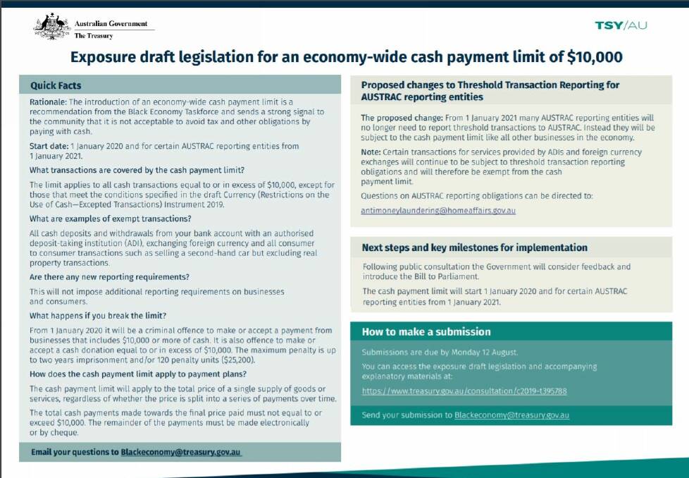 An explanation sheet from the Treasury website
