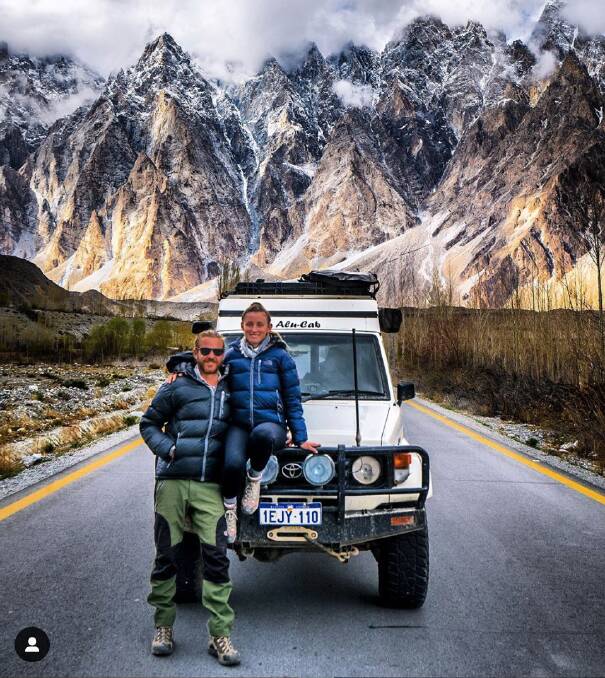 Jolie King and Mark Firkin were travelling through Iran on an extended tour from Perth to London, driving their converted Landcruiser, when they were arrested at Jajrood. Photo: @thewayoverland, Instagram.