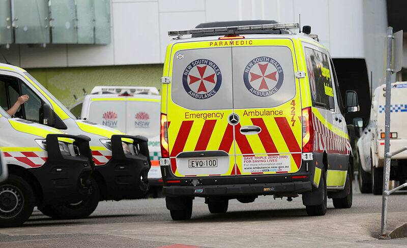 Ambulances parked at the emergency entrance to John Hunter Hospitals were security staff will take part in a trial to gauge the effectiveness of body-worn cameras to stem the rising number of assaults. Picture by Peter Lorimer