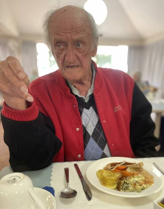 BaptistCare Warabrook Centre resident Gary Turbit sitting down to a Sunday lunch. Picture by Gabriel Fowler
