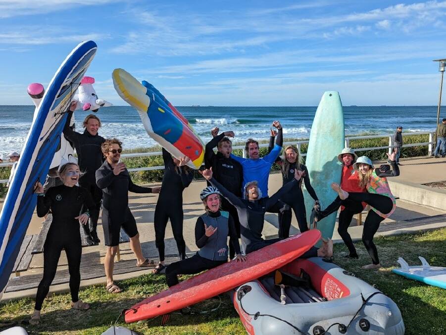 Surfing the Spectrum's "fun-raiser" saw two teams paddle a total of five kilometres, in some vessels not particularly well-suited to the two-metre swell. 