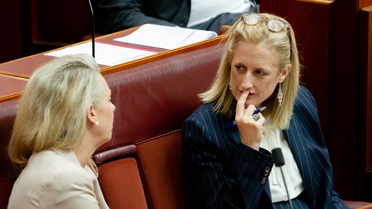 Senators Bridget McKenzie and Katy Gallagher. Picture by Elesa Kurtz