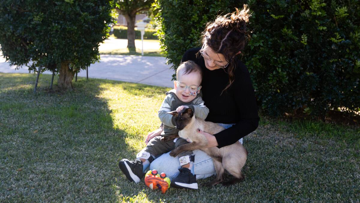 Esther Holmes with her son Archer and cat Yoda. Picture by Jonathan Carroll