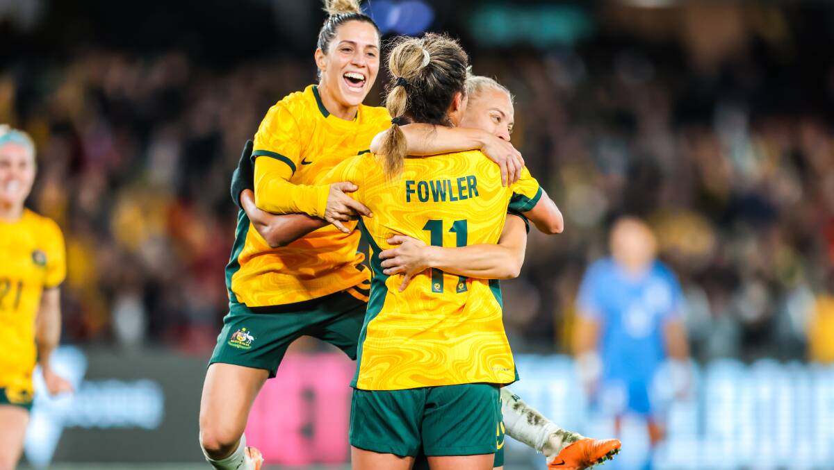 The Matildas celebrate their win over France in their Women's World Cup warm-up. Picture Getty Images