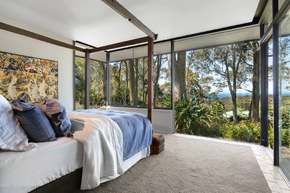 The master bedroom takes in bushland and ocean views. Picture supplied
