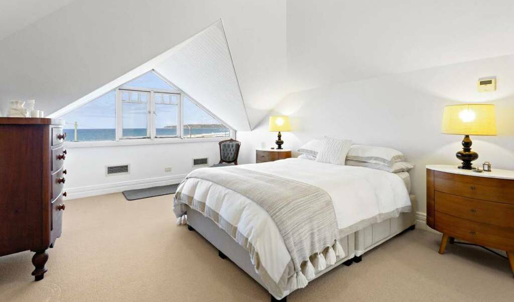 The master bedroom on the upper level has ocean views. Picture supplied
