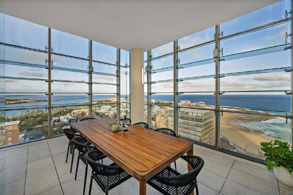 The covered balcony has operable louvre windows to allow the ocean breeze to flow through the apartment. Picture supplied