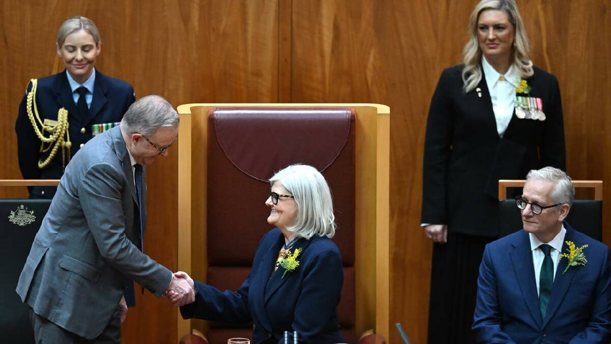 Prime Minister Anthony Albanese says Sam Mostyn "represents the best of modern Australia". (Lukas Coch/AAP PHOTOS)
