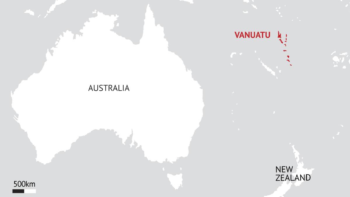 Australia and neighbouring Vanuatu shown on a map. File picture