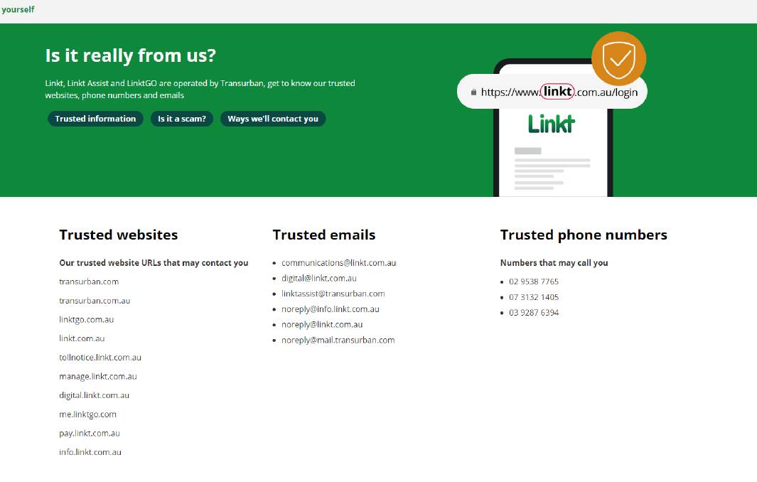 An example of genuine contacts for Linkt. Picture via linkt.com.au