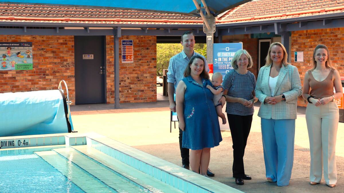 From left to right: councillors Callum Pull, Deahnna Richardson, Margaret Wood, Nuatali Nelmes and Elizabeth Adamczyk mark the opening of the new accessible changeroom at Wallsend Swimming Centre. Picture supplied