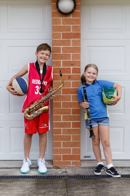 Charlestown's Joel and Natalie Dyet, 11 and 9, each play musical instruments and do multiple sports. Picture by Max Mason-Hubers 