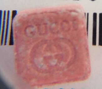 High-dose MDMA tablet (ecstasy) circulating in NSW. Picture supplied from NSW health. 