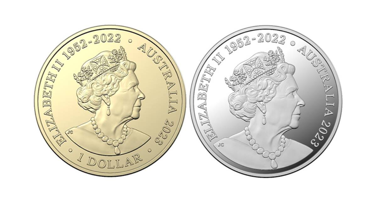 New coins produced by the Royal Australian Mint following Queen Elizabeth II's death in September 2022. Picture by the Royal Australian Mint