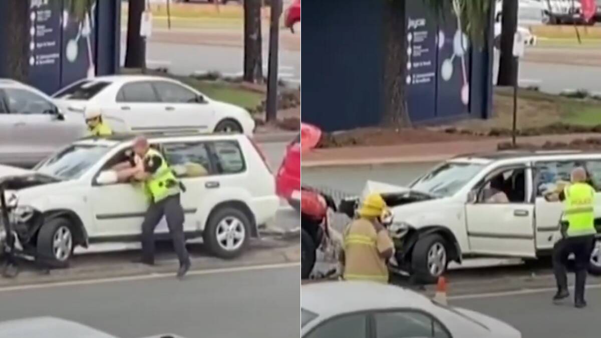The driver was Tasered by police and taken into custody. Pictures by Channel Seven
