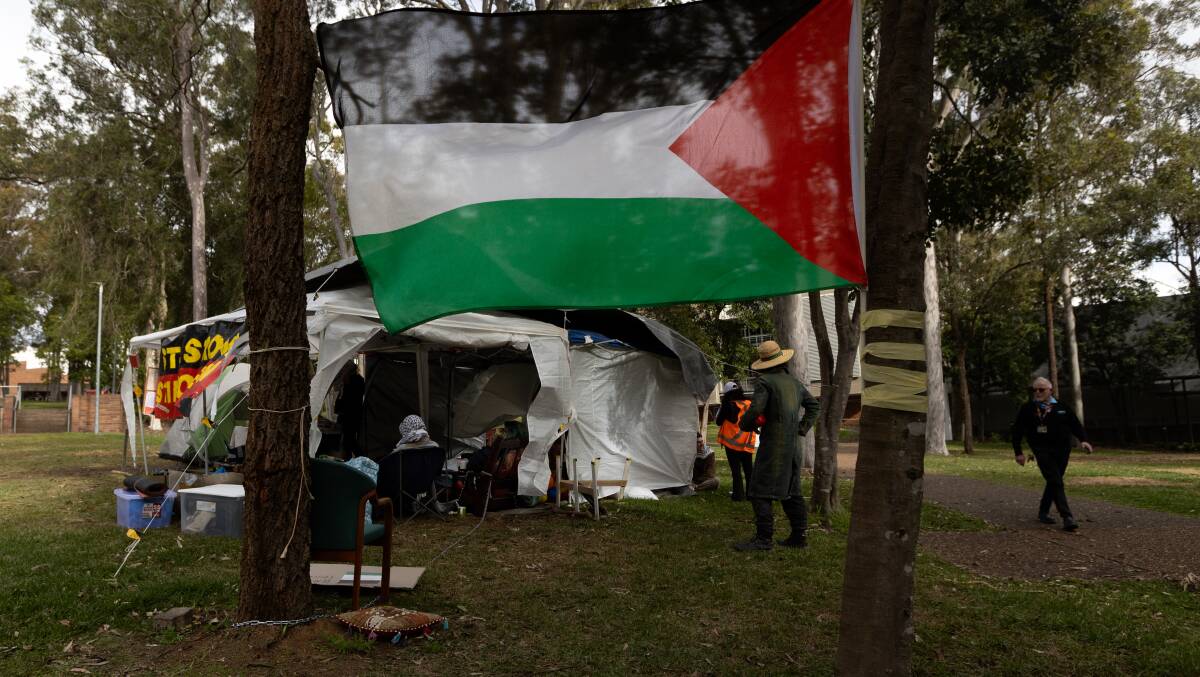 UoN Students for Palestine protest encampment on the Callaghan campus on July 16, 2024. Picture by Jonathan Carroll. 