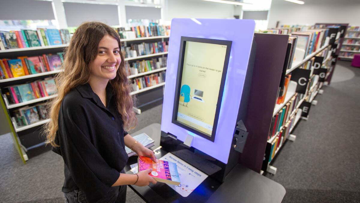 Library user Dani Marrett at Speers Point Library. Picture supplied. 