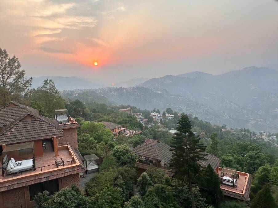 The View from Daniel Scott's suite at Dwarikas Resort in the kathmandu Valley. by Daniel Scott