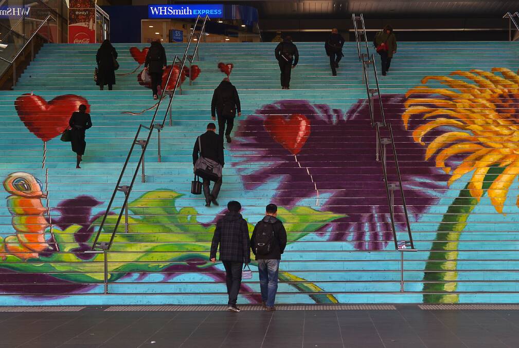  Giving it a Nudge: New artwork on the steps at Southern Cross Station stimulated a 140 per cent increase in stair traffic.