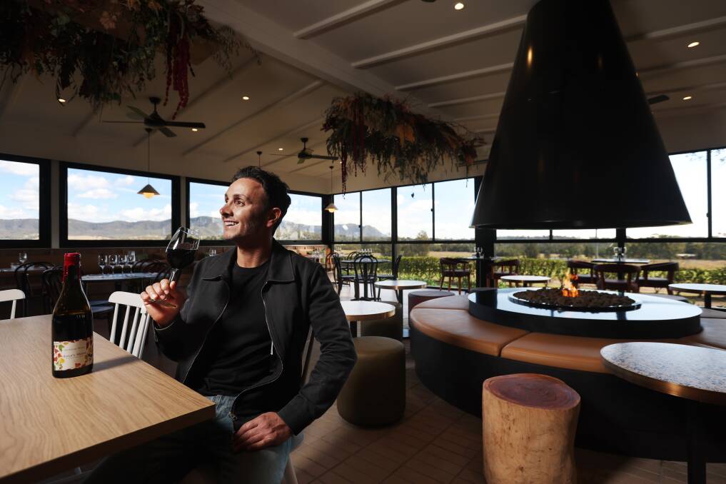 Harkham winery owner and winemaker Richie Harkham in the property's new restaurant, featuring share plates of pasta, pizza, starters as well as cocktails, a sumptuous wine list and treats like caviar and truffles. Picture by Simone De Peak