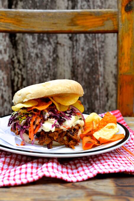 Tasty: Smokey pulled jackfruit burgers with rainbow slaw and cashew mayo. Recipe at formysenses.com. Picture: Ashleigh Hays