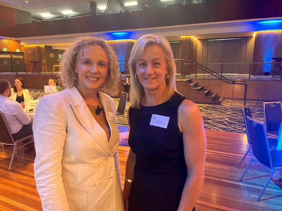 Former Newcastle Herald superstar Amy De Lore (right) with Property Council Hunter chapter chair Julie Rich.