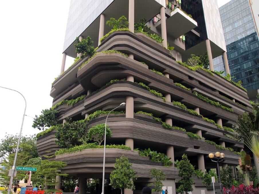 A vertical garden on a Singapore car park. 
