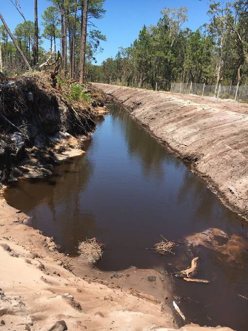 Pictures showing allegedly unauthorised drainage work, the subject of investigation by MidCoast Council and state authorities