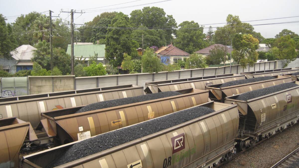 Coal trains in Tighes Hill on their way to the Carrington coal terminal.