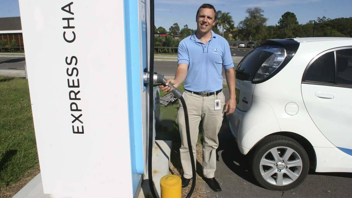 EARLY ADAPTER: Electric cars are planned as a major part of the global decarbonisation program. This Ausgrid charging station was installed at Morisset back in 2013. More are dotted around the Hunter now. Picture: David Quick