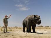 An image from the documentary series Megafauna, which shows just how big the Australian diprotodon really was. 