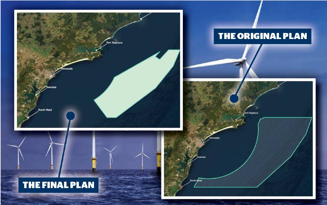 The Hunter's declared offshore wind zone is smaller than the area proposed in February. 