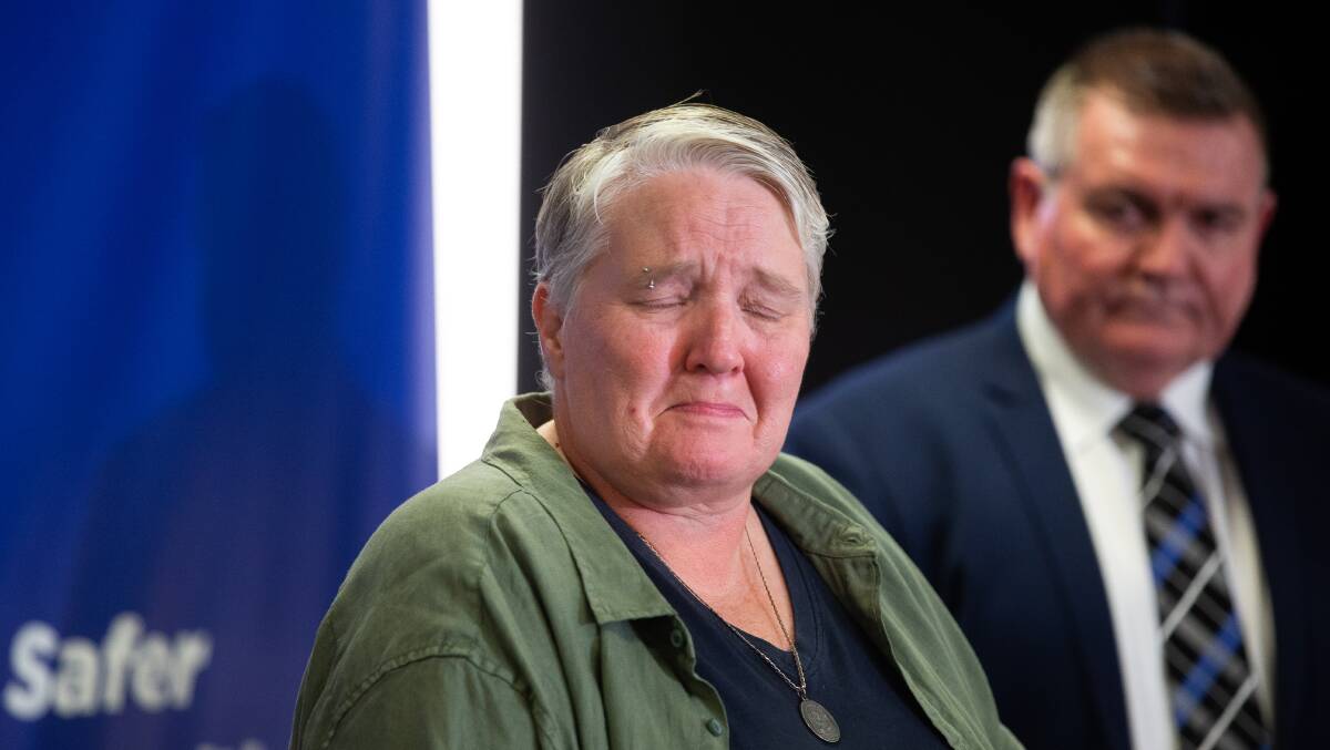 Roslyn Reay's daughter Mandii was overcome with emotion during the public appeal for information. Picture: Jonathan Carroll