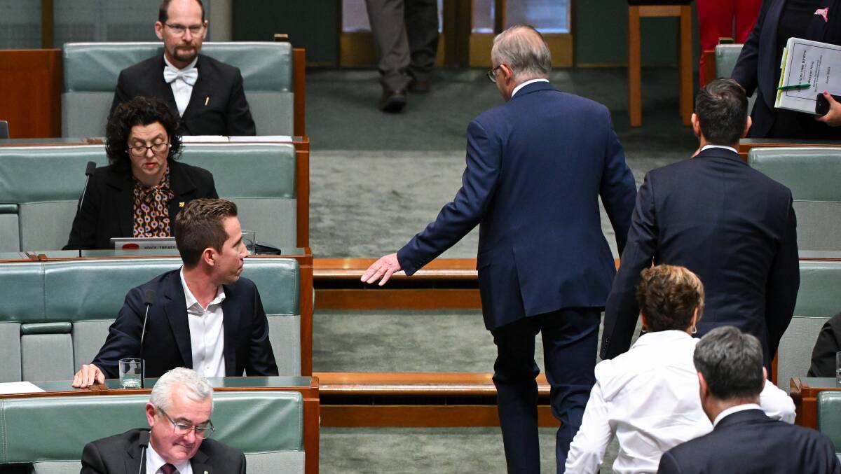 Albanese tries to ignore Chandler-Mather. Picture AAP