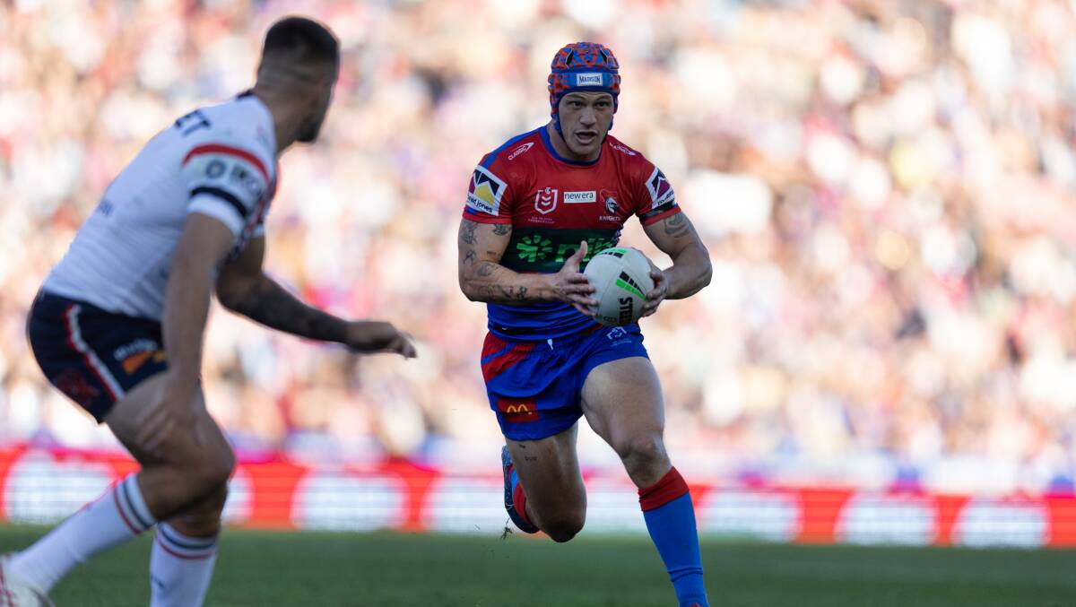 Kalyn Ponga on the attack against the Roosters. Picture by Marina Neil