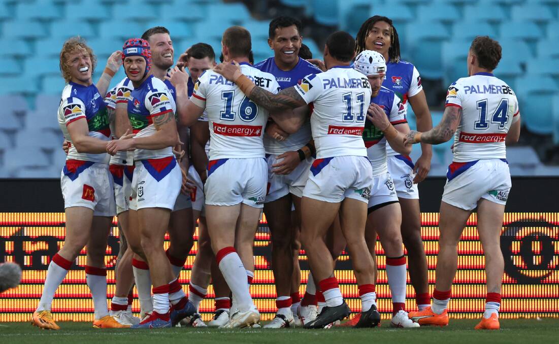 The Knights celebrate another try. Picture by Getty Images