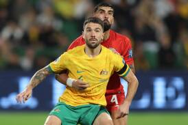 Apostolos Stamatelopoulos on his Socceroos debut. Picture Getty Images