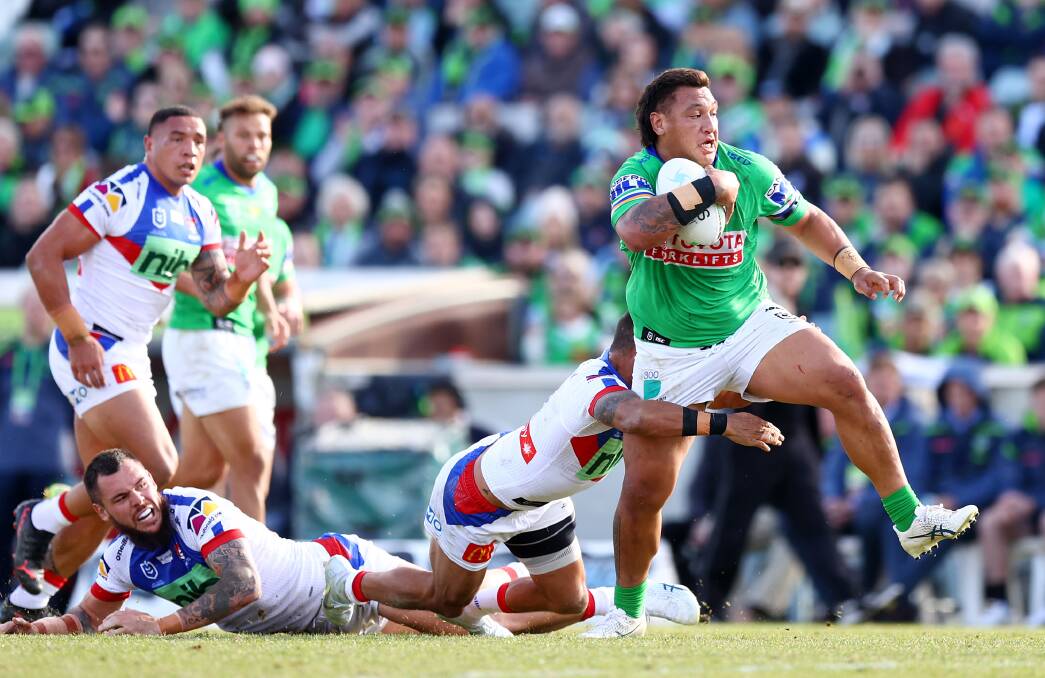 Champion prop Josh Papali'i looks set to bolster Canberra for Sunday's clash with the Knights in Newcastle. Picture by Mark Nolan, Getty Images
