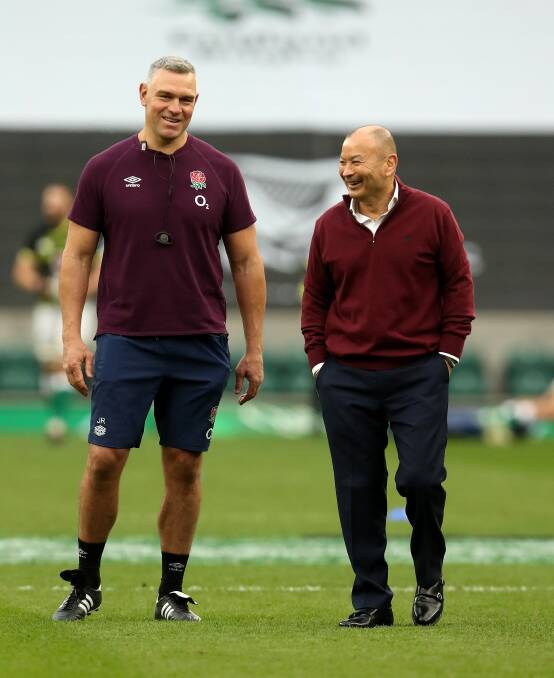 Jason Ryles and his former mentor, Eddie Jones. Picture Getty Images