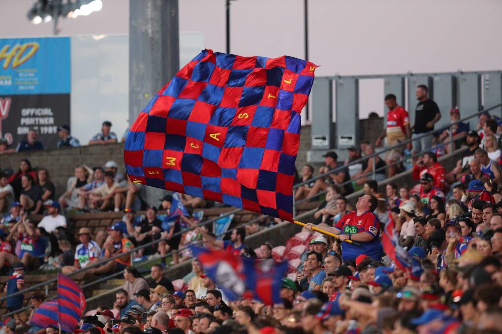 Long-suffering fans found their voice when the Newcastle Knights hit the lead midway through the second half of last week's clash with the Dolphins. Picture by Max Mason-Hubers