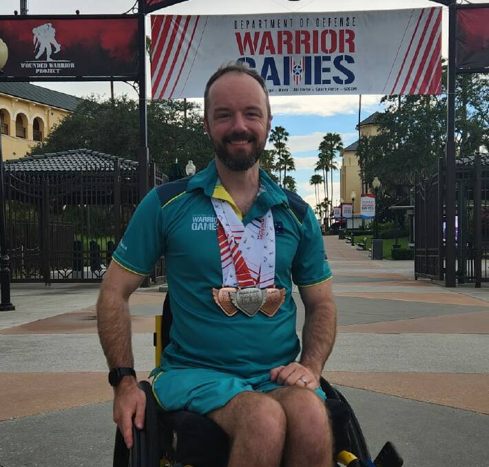 Eleebana's Alex Hale with his medals from the Warrior Games. Picture Supplied