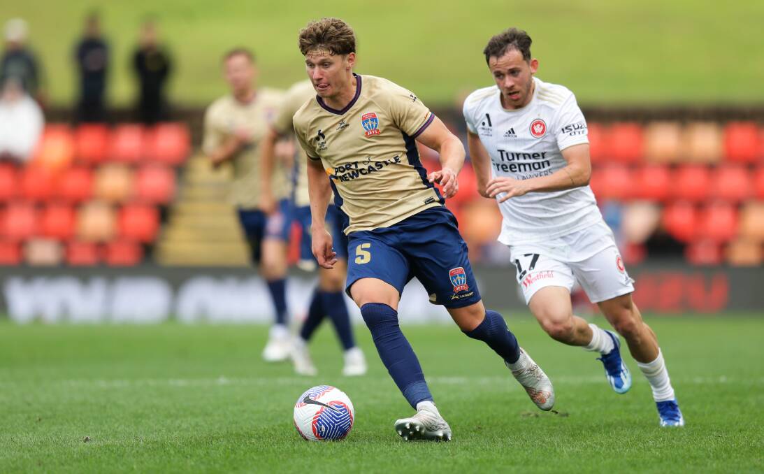 Jets fullback Lucas Mauragis and teammate Mark Natta are in the Olyroos squad for friendlies against Qatar and Saudi Arabia. Picture by Jonathan Carroll 