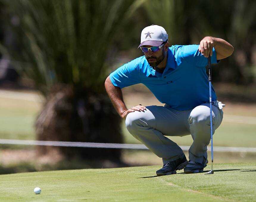 IN THE ZONE: James Nitties sizes up a putt at the World Super 6 in Perth. Picture: PGA Australia
