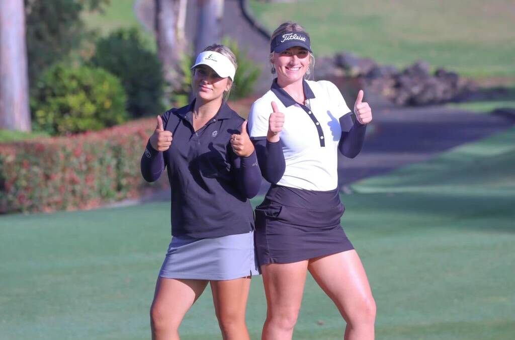 Ella Scaysbrook (Newcastle) and Amy Squires (Nelson Bay) will tee up in the Master of the Amateurs in Melbourne, starting Tuesday. Picture Golf NSW
