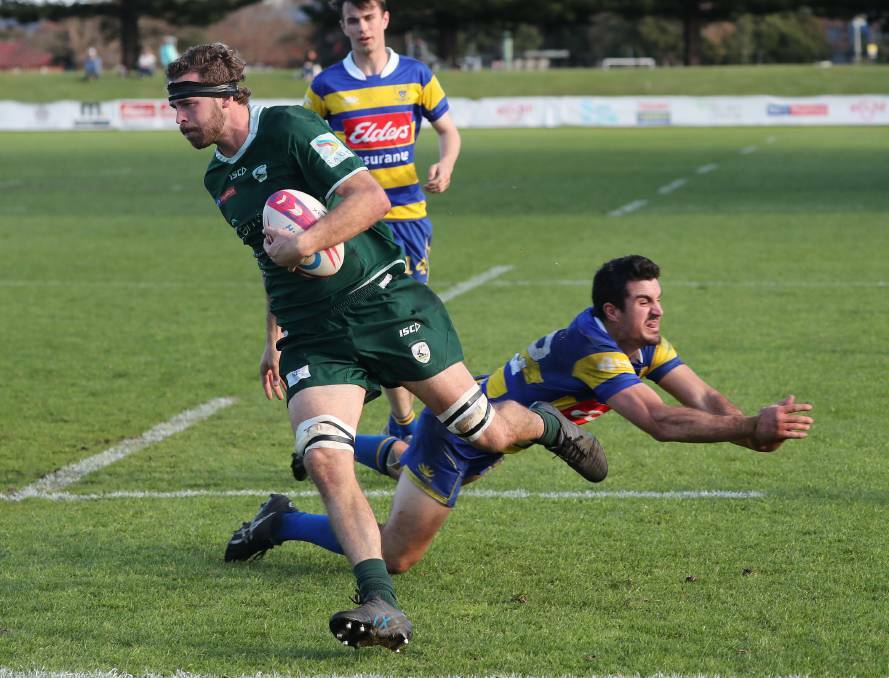 Merewether No.8 Lachy Milton is set to miss the Hunter Rugby Union grand final due to card accumulation. Picture by Peter Lorimer