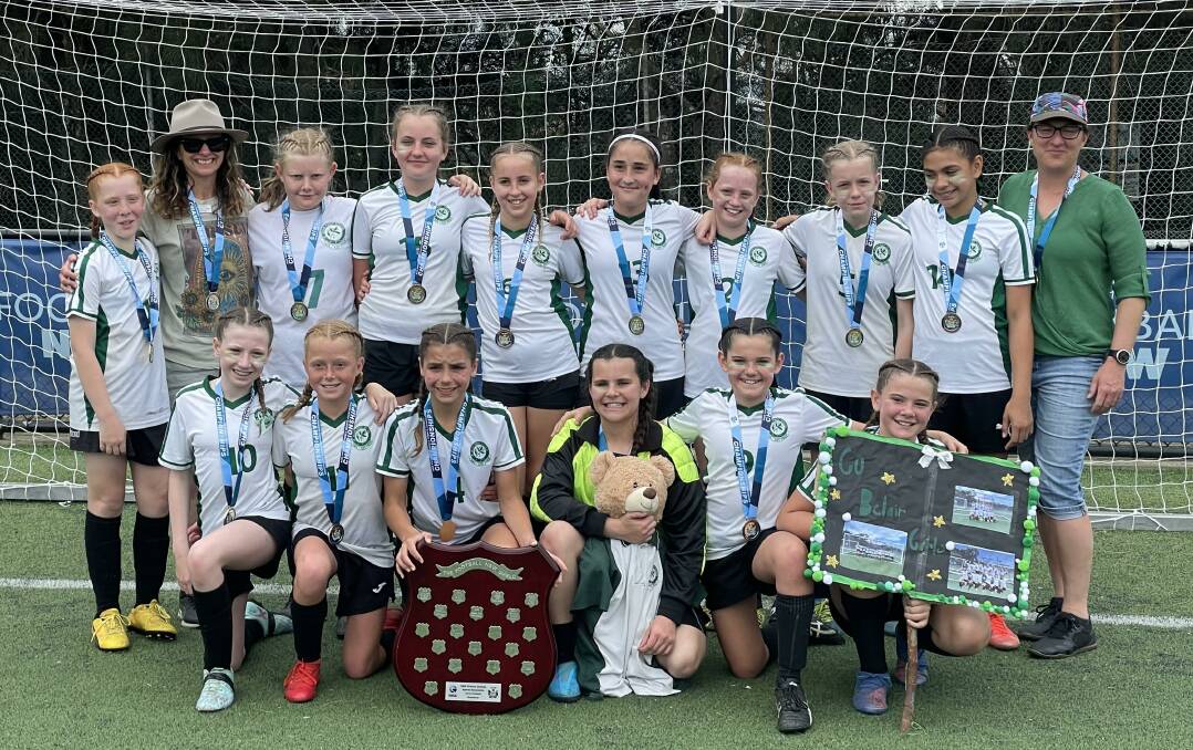 The champion Belair Public School girls' soccer team after beating Oatley West in the NSW PSSA knockout final on Monday. Picture Supplied