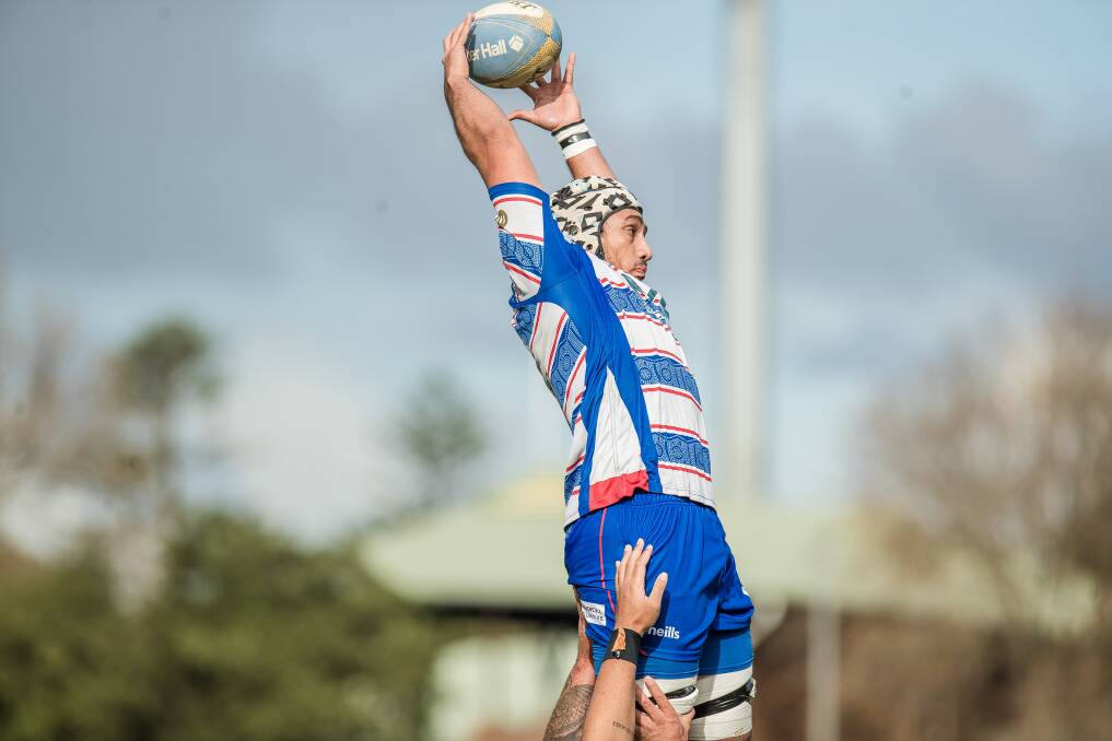 Spanish lock Imanol Urraza wins a lineout for the Wildfires second grade side against Norths. Picture by Stewart Hazell