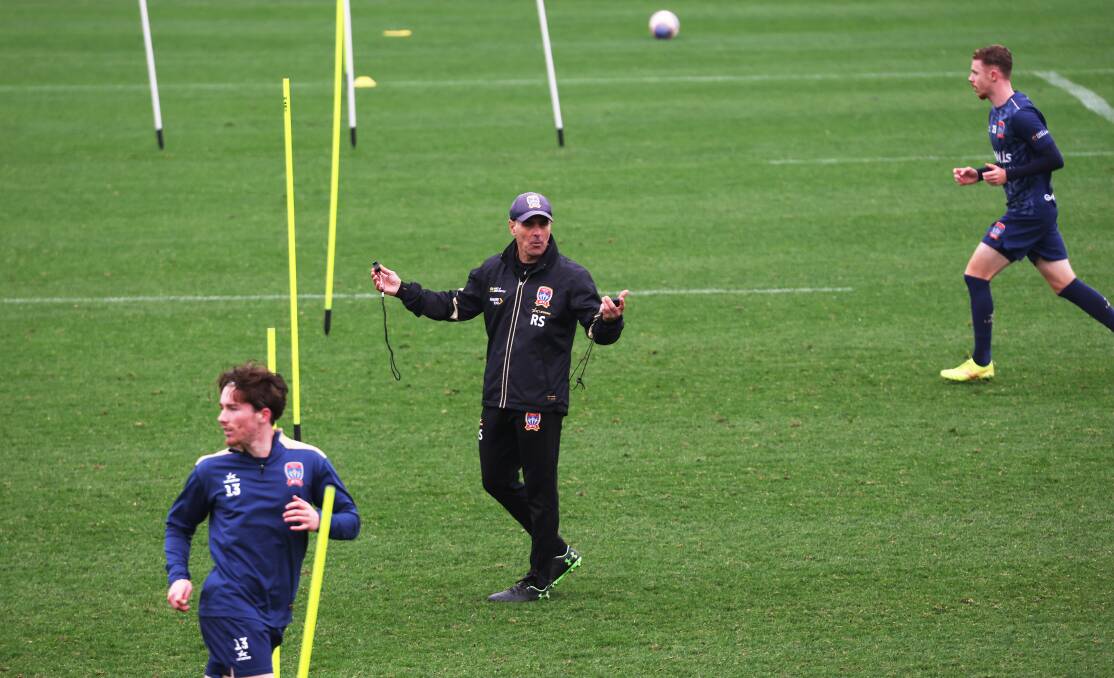 Coach Rob Stanton at Newcastle Jets training on Monday. Picture by Peter Lorimer